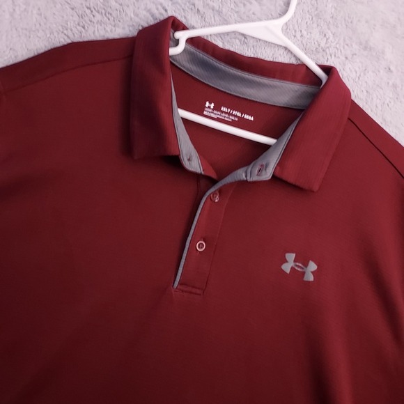Under Armour Polo Shirt Mens 2XLT 2XL TALL Maroon Performance Golf Outdoor Logo - Picture 1 of 8